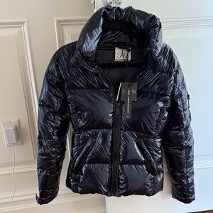 SAM New tags Women’s Shiny Black/Blue Puffer Jacket Coat warm Freestyle Down XS